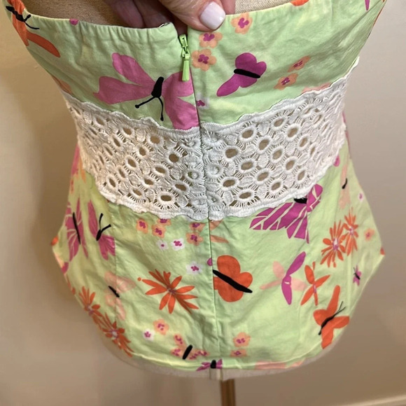 VINTAGE LILLY PULITZER CABANA HALTER LACE INSET BUTTERFLY TOP - Picture 7 of 8